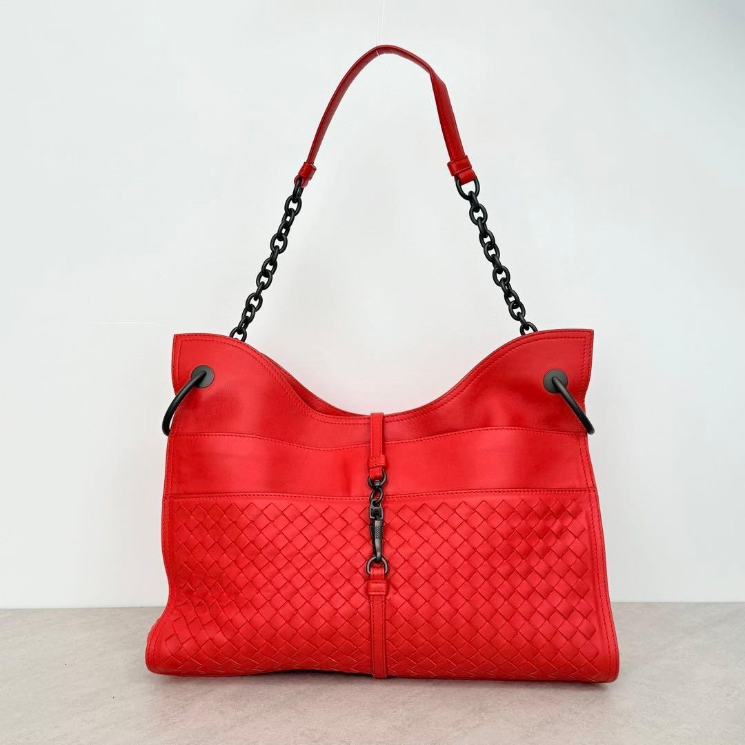 Bottega Veneta Intrecciato Beverly Hobo Women's Shoulder Bag Leather Red thumbnail 2