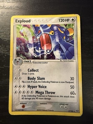 Pokemon Exploud Holo Rare Card 3/106 Emerald, 2005 MP