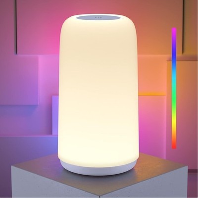 LED Bedside Lamp Touch Dimmable [Stylish Design with 256 RGB Mode] 3 Brightne...