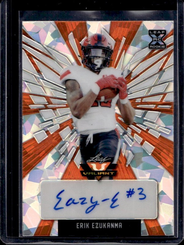 2022 Leaf Valiant Erik Ezukanma Orange Crystal Rookie RC Auto #/20 Red Raiders