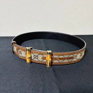 Gucci ceinture toile monogramme boucle bambou GG 80/32 marron OCCASION sans boîte femme