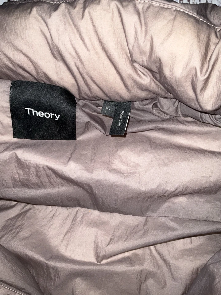 Theory 卷曲背心无袖夹克 XL 码棕色全拉链 (155) — 第 3/4 张图片