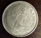 1966 Canada Silver 50 Cent Coin, Canadian Half Dollar, VF