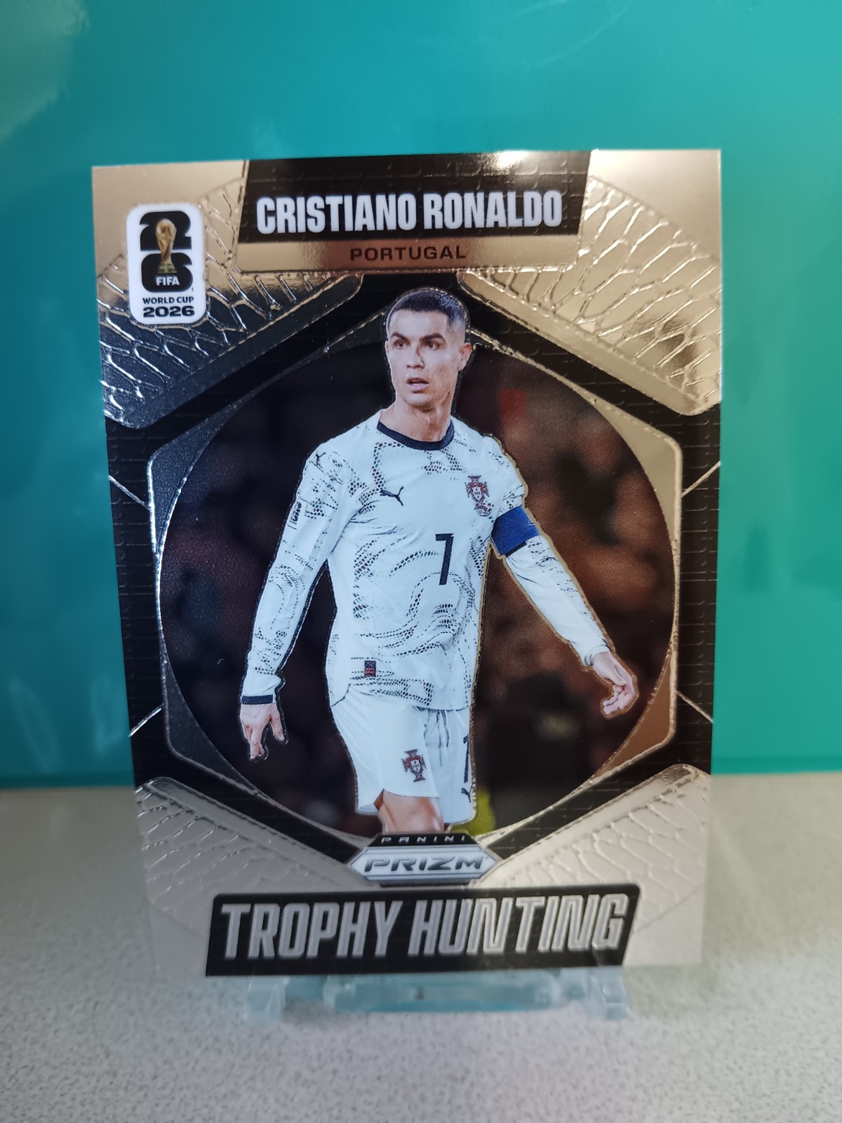 Cristiano Ronaldo 2026 Panini Prizm FIFA World Cup Trophy Hunting Portugal view 1