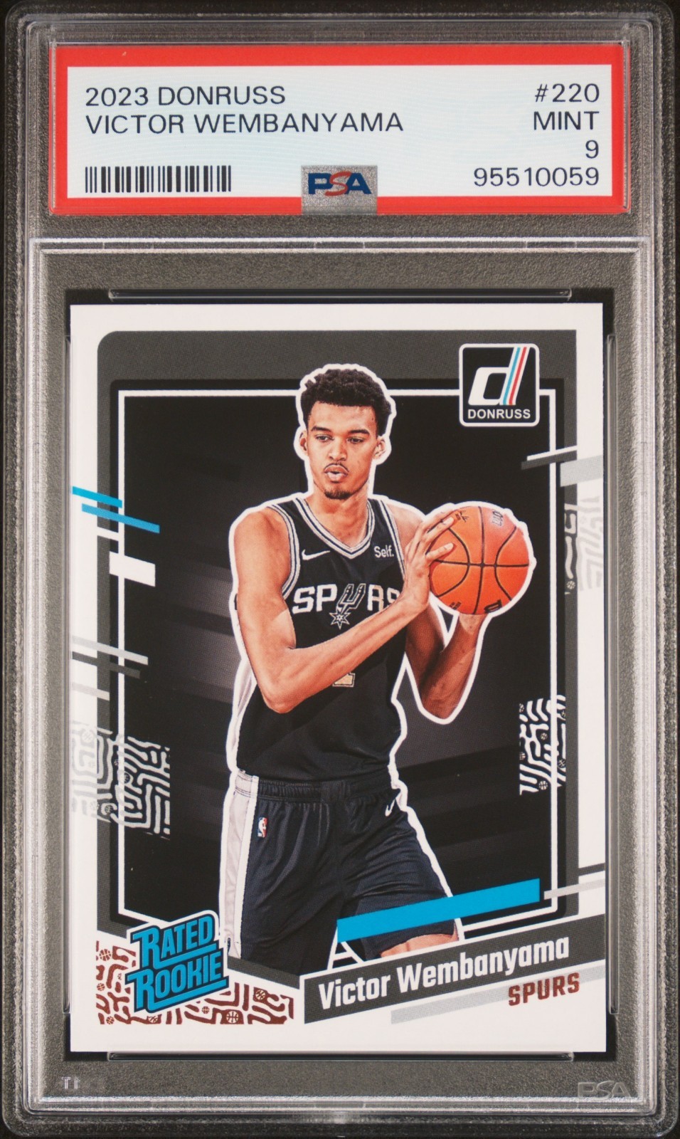 VICTOR WEMBANYAMA ROOKIE CARD 2023-24 DONRUSS RATED ROOKIE #220 PSA 9 (RC)