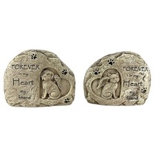 Cat  Dog  Forever in my Heart My Friend  Memorial Garden Stone 2 Piece Set
