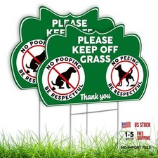 2 PC Keep Off Grass Sign with Stake, 8x12 Double Sided Coroplast Be