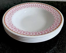 4 Royal Daulton Dunn Bennett Co. Hotel Ware Rocklite Royal Soup Plates Gold Rim