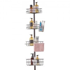 Shower Corner Caddy Tension Pole, 56" to 114" High, Multi-Functional Shower Tens
