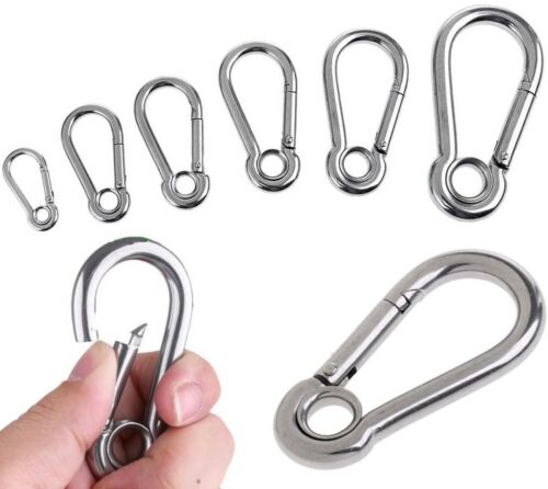 Large & Small CARABINER CLIP heavy duty, STAINLESS STEEL snap hooks clasps clips - Picture 15 of 15