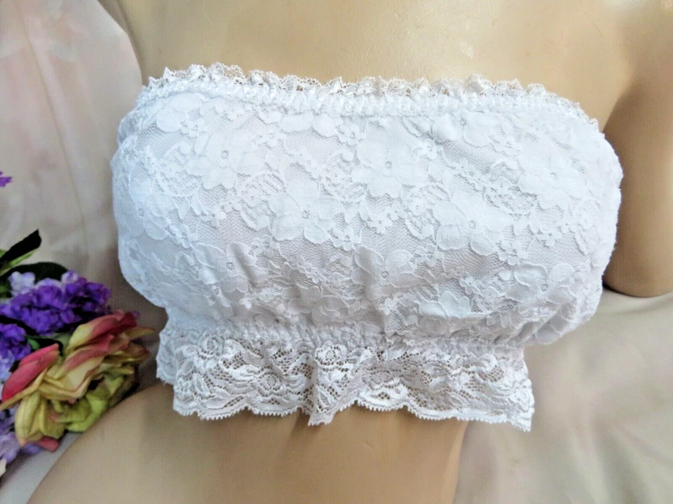 Fashion Forms Bandeau Lace Bra Stretch Fuchsia Strapless Camisole Bralette M - Image 2 of 4