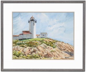 R.W. Ware Watercolor Painting Eastern Point Light Gloucester Mass Cape Ann