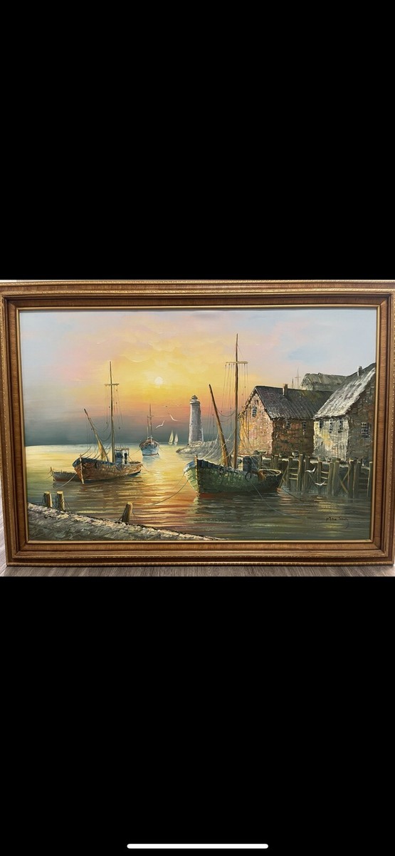 MAX SAVY港の風景 油彩画 s-l400.jpg