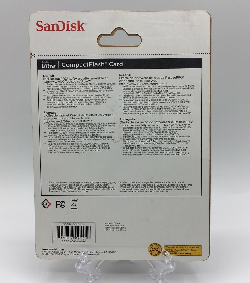 SanDisk 4 GB 30 MB/s ULTRA CF Compact Flash Memory Card (SDCFH-004G-A11 ...