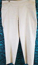 RUBY RD. PANTS WOMENS 16 PETITE BEIGE SHORT PULL ON SLIMMING STRETCH COMFORT NEW
