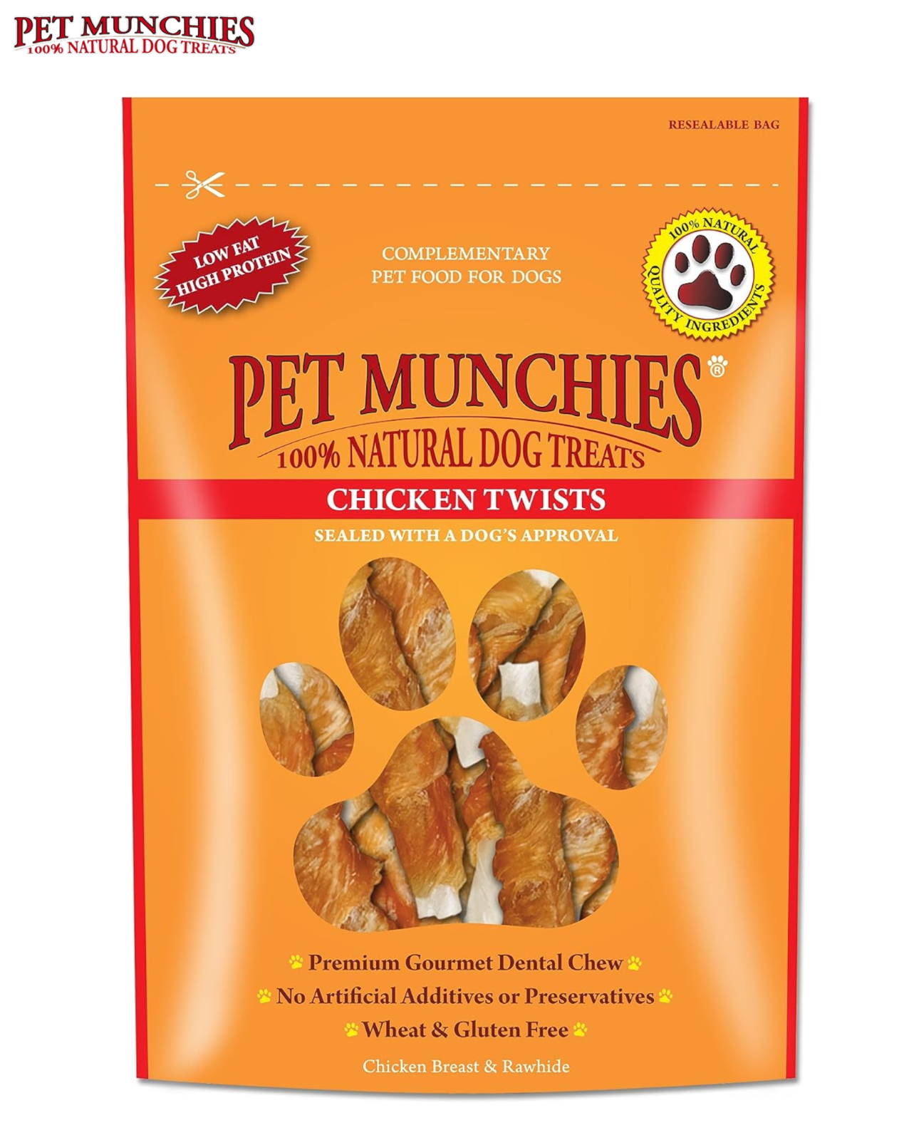 PET MUNCHIES CHICKEN TWIST DOG PUPPY TREATS NATURAL MEAT CHEWS LOW FAT 80G