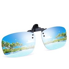 Silver Polarized Clip On Flip Up Sunglasses UV Protection for Driving Fishing