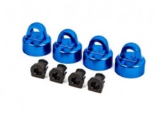 Shock caps, aluminum blue-anodized , GTX shocks 4 / spacers 4 for Sledge