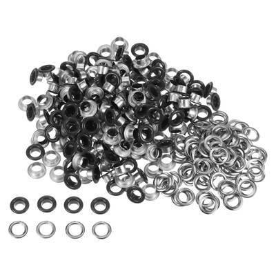 300set Grommets Kit Metal Eyelets 6mm 1/4'' Grommet for Shoes Black