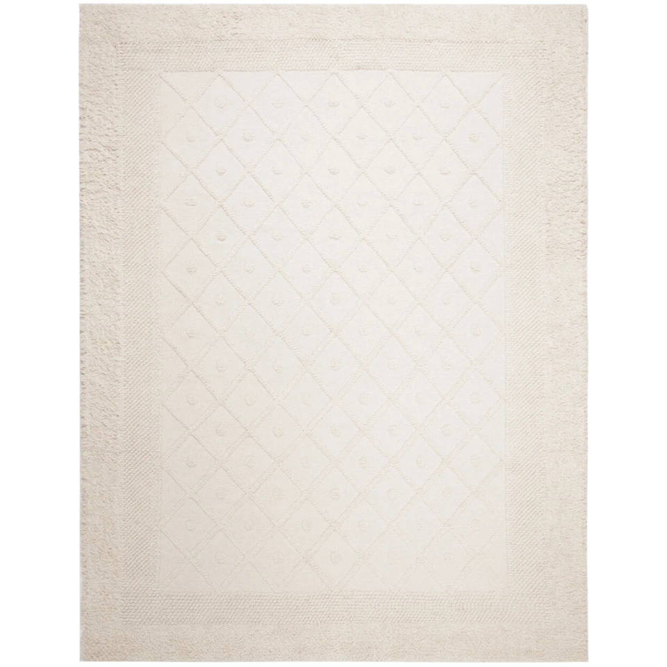 Alfombra de lana SAFAVIEH contemporánea moderna lisa anudada a mano alfombra marfil Kenia Foto 2 de 3