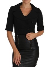 DOLCE & GABBANA Black Short Fit Wool Cropped Jacket Blazer IT36/US2/XS RRP $2300