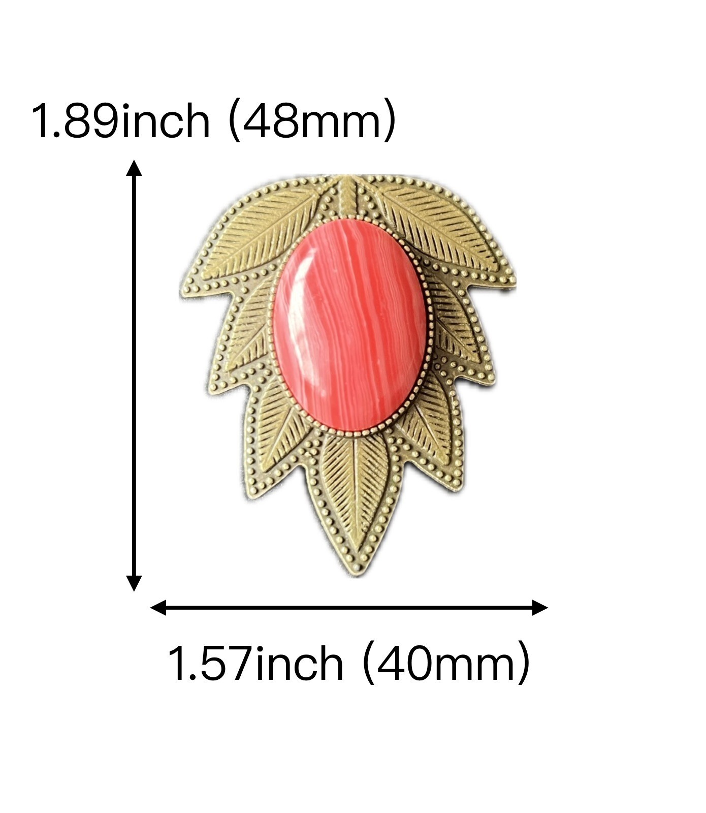 Red Striped Pine Stone Bronze Leaf Pattern Men Bo… - image 3