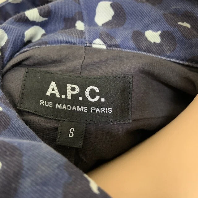 Womens A.P.C Blue Animal Print Cotton Hooded Coat Size Small S - Image 4 of 4