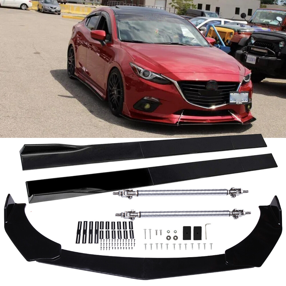For Mazda 3 Hatchback 04-21 Front Bumper Lip Splitter + Side