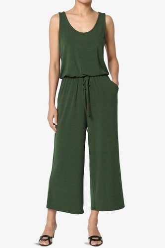 TheMogan S~3X Sleeveless Scoop Neck Pocket Crop Wide Leg Culotte Jumpsuit - Picture 13 of 107