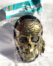 Halloween Hood Mask Pirate Skeleton Skull Face Scary Fright Costume Metallic