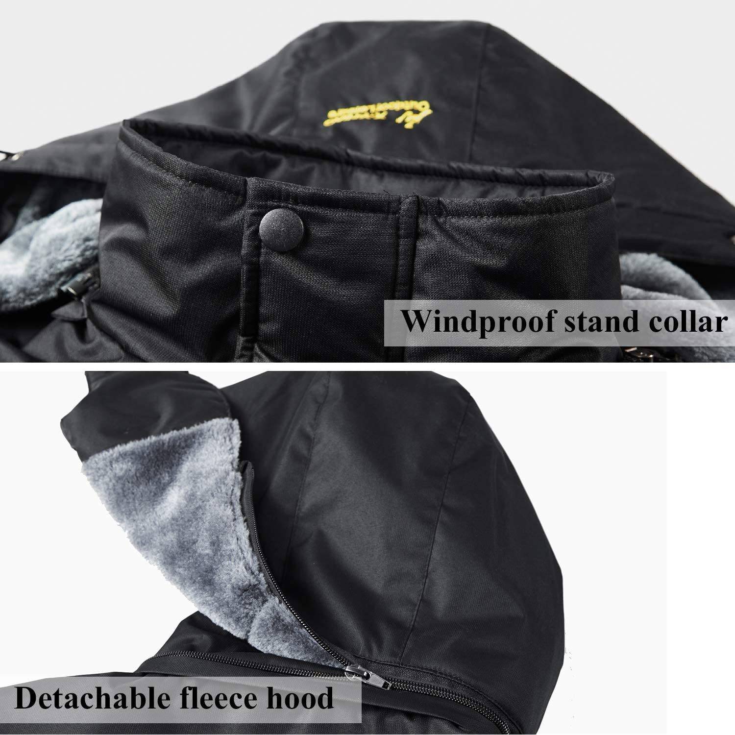 R RUNVEL Men's Waterproof Jacket Windproof Outdoor MultiPockets Winter