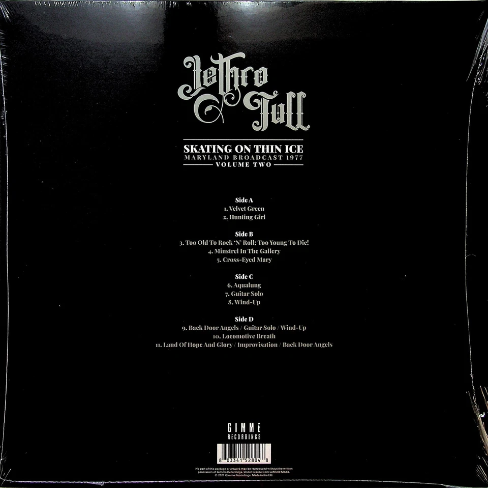 JETHRO TULL- Skating On Thin Ice v.2 Maryland Broadcast 1977 Live 2-LP NEW Vinyl - Image 2 of 2