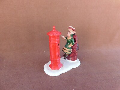 3'' Woman Holding Girl Up to Put Letter in Mailbox Figurine Lemax