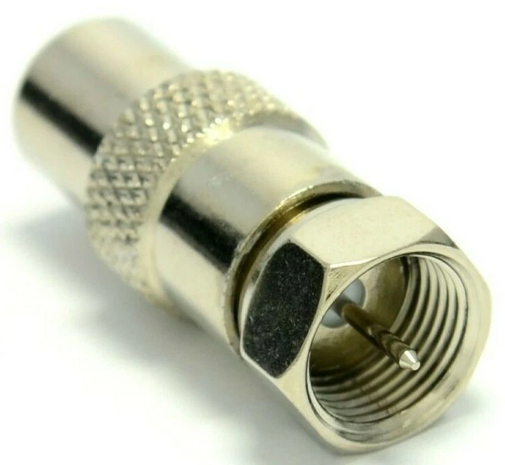 F TYPE MALE PLUG TO RF PLUG TV FREEVIEW AERIAL COAXIAL CABLE ADAPTER CONVERTER - Image 2 of 3