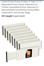 LIFEWIT 8pc ADJUSTABLE DRAWER DIVIDERS 4" high, 11-17"