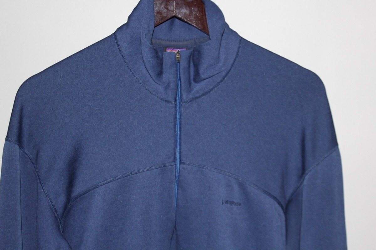 Patagonia Capilene Mens M Medium Blue 1/4 Zip Fleece Lined Base