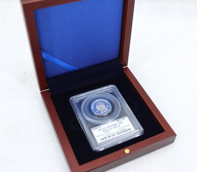 Wood Box for 1 Certified Coin Slab from PCGS or NGC / Solid Wood Top & Mahogany
