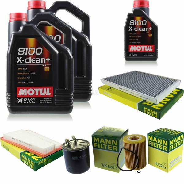 MANN-FILTER Inspektionspaket 11L Motul 5W-30 8100 X-Clean+ FüR Mercedes Clk-image