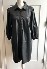 7 Seven For All Mankind Goth Black Vegan Leather Moto Button Dress Metal M