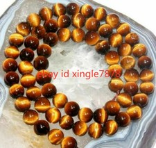 Natural 4/6/8/10/12mm Yellow Tiger's Eye Gemstone Round Loose Beads 15'' AAA 