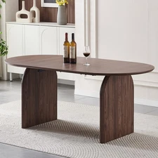 Wooden dining table, modern oval kitchen dining table, fashionable