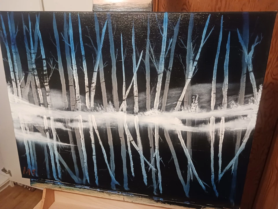  Pintura al óleo original (estilo Bob Ross) lienzo 20x24 Foto 2 de 3