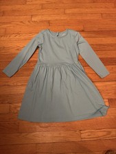 Girls Primary Dress Light Blue Sz 6-7 Long Sleeve With Pockets Great Condition