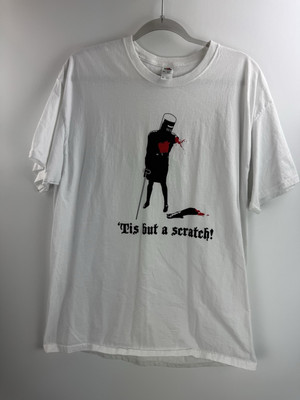 Monty Python And The Holy Grail T-Shirt Men s XL White  Tis But A Scratch 2000s