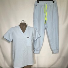 FIGS Technical Collection Light Blue Top Jogger Pants Scrub Set Women's MEDIUM