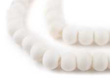 Matte White Bone Mala Beads 8mm Nepal Round Large Hole 28 Inch Strand