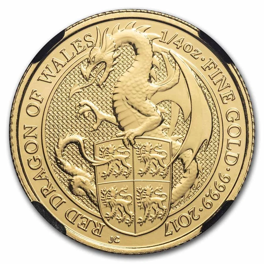 2017 GB 1/4 oz Gold Queen's Beasts The Dragon MS-70 NGC (FDI) - Image 2 of 3