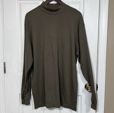 LL Bean Mock Neck Shirt Mens XL Tall Brown Long Sleeve Cotton Blend Pullover