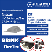 FüR Nissan NV250 Kasten/Bus Typ X61 07.2019-Jetzt AHK Starr +13Pol Spez E-Satz