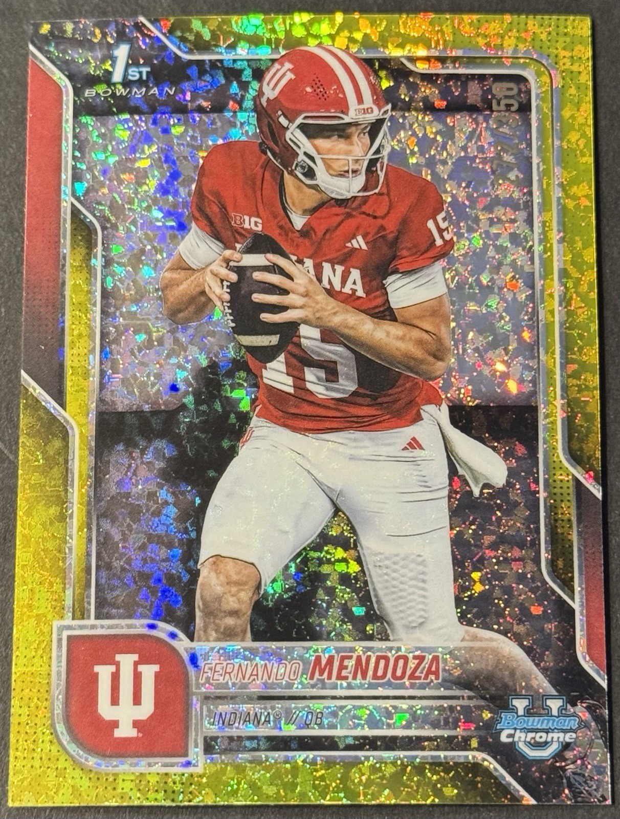 2025 Bowman U Chrome FERNANDO MENDOZA 1st Yellow Mini Diamond /350 Indiana #109